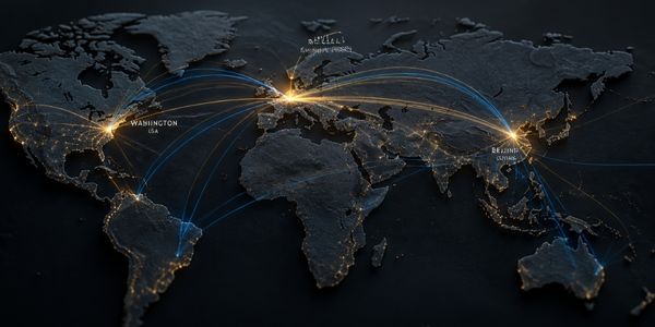 mapa mundial con ciudades interconectadas