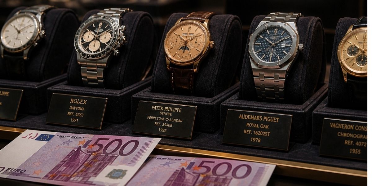 Relojes y dos billetes de 500€