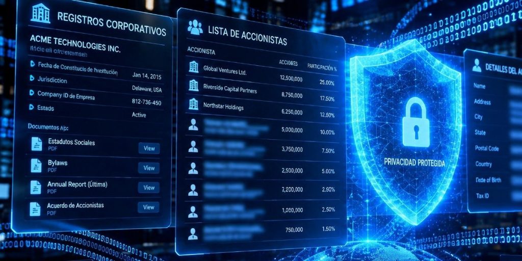 Entorno de internet con lista de socios y alerta de seguridad