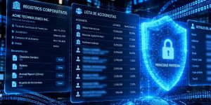 Entorno de internet con lista de socios y alerta de seguridad