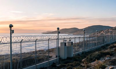 Infraestructura de control y seguridad fronteriza junto a la costa mediterránea.