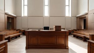 Sala de vistas vacía de un tribunal de justicia