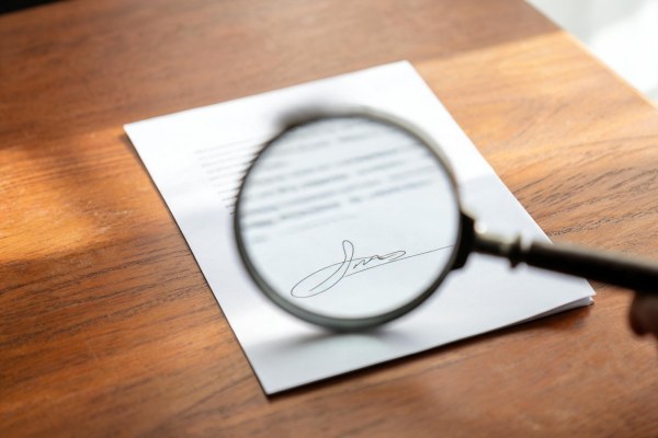Examen minucioso de documentos y pruebas periciales en un entorno judicial.