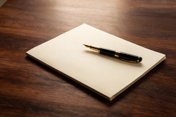 Contrato de préstamo hipotecario y pluma estilográfica sobre una mesa de madera.