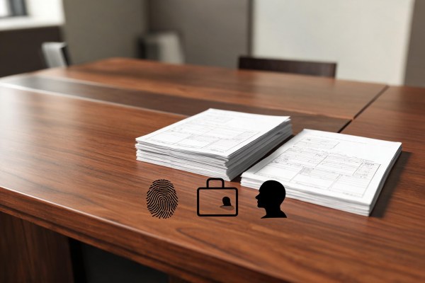 Documentación bancaria y formularios de verificación sobre una mesa de trabajo