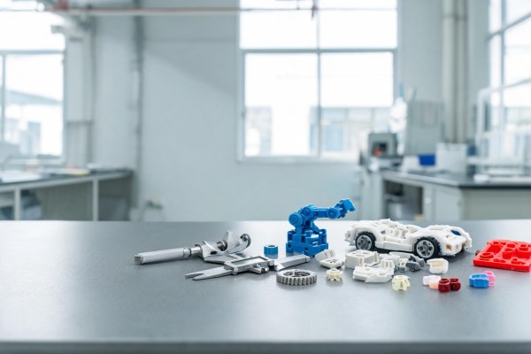 Punto de control de calidad industrial con componentes de fabricación.