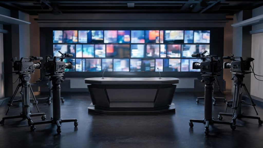 Estudio de televisión e instalaciones de control técnico de emisión informativa.