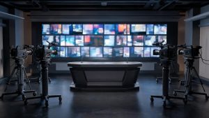 Estudio de televisión e instalaciones de control técnico de emisión informativa.