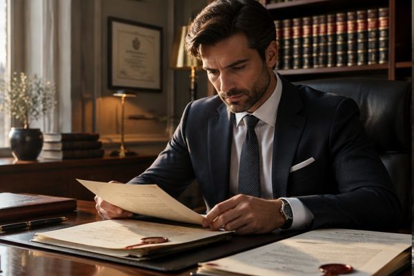 Abogado revisando un documento