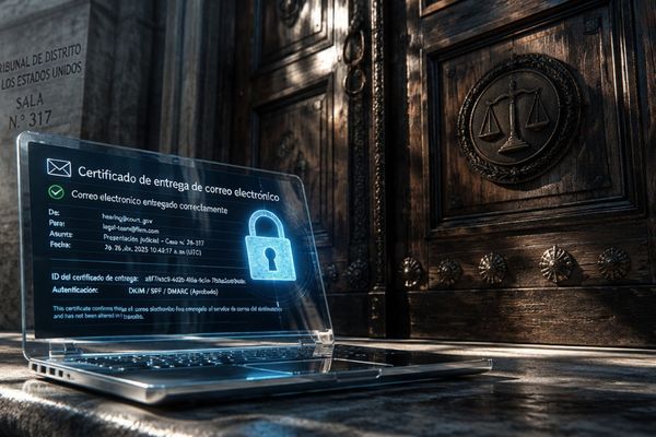 Certificado de entrega de e-mail en una pantalla de ordenador
