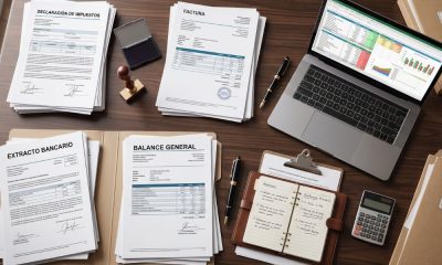 Documentación económica en una mesa de despacho