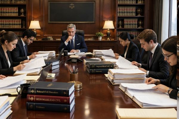 Equipo de abogados en sala de reuniones