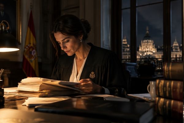 Jueza estudiando un caso