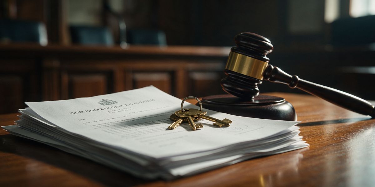 Resolución judicial, llaves y mazo