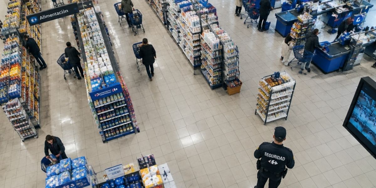 Vigilante de seguridad en un supermercado
